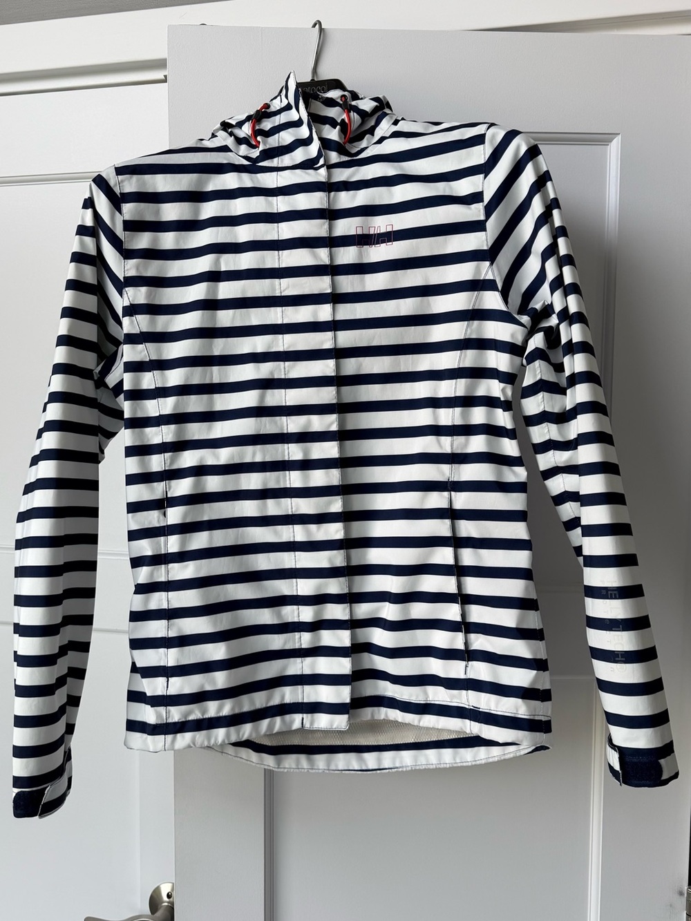 Helly Hansen Navy and White Striped Rain Jacket Label Detail